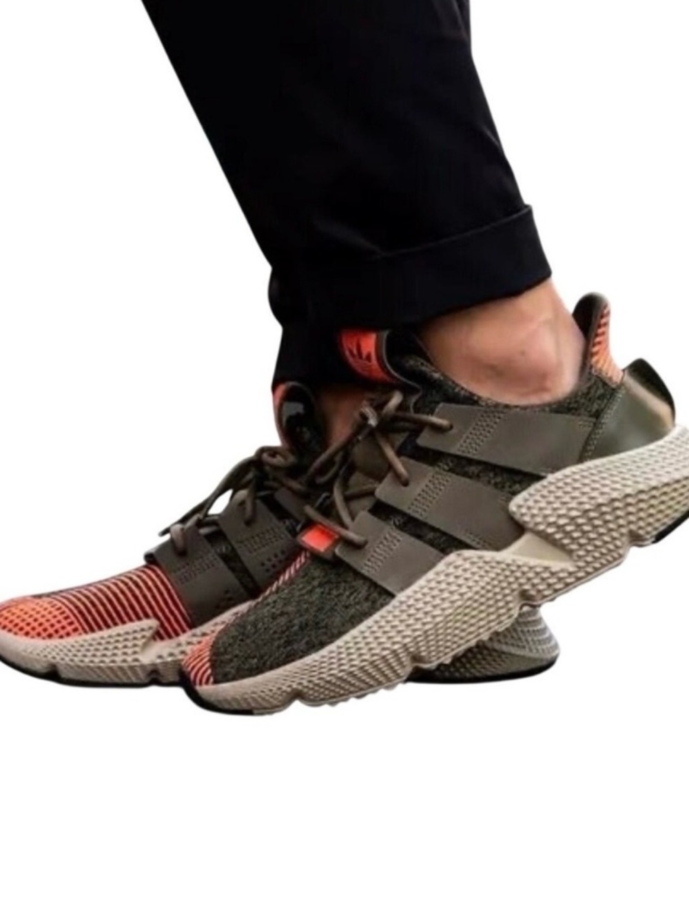 Adidas Prophere Sneakers Trace Olive Solar Red Green Orange Men's Size 5 AQ0509